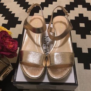 Nine West Metallic Gold Wedge Sandal